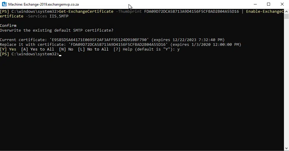 Exchange 2019 - assign services to an ssl certificate Exchange 2019 - assign services to an ssl certificate