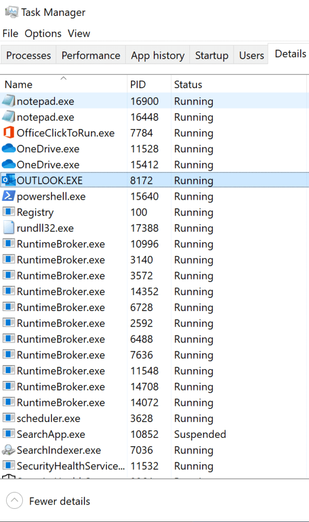 PowerShell Find Out If The Outlook Process Is Running Everything