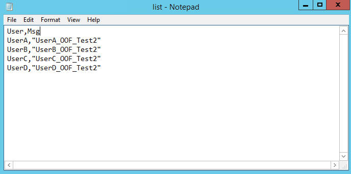 Exchange 2013/2016/2019:- bulk set oof for multiple users with different messages.