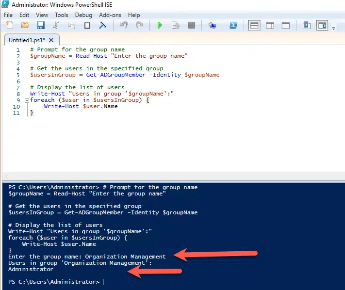 Get members of a group with PowerShell