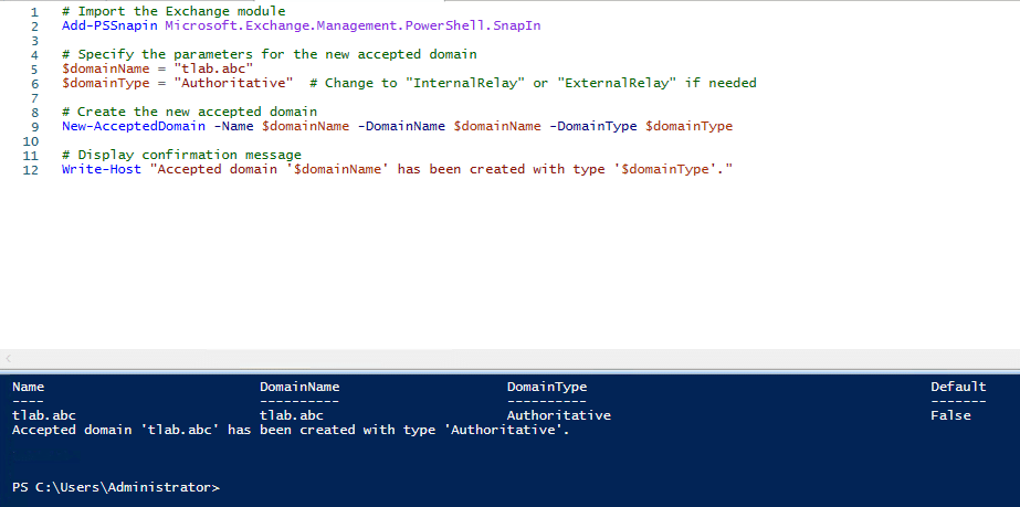 Exchange 2019:- add an accepted domain with powershell