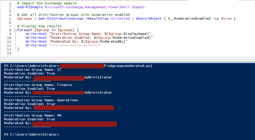 Find groups that are moderated in PowerShell ISE