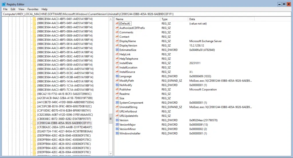Exchange 2019:- find the registry key to uninstall exchange from the command line Exchange 2019:- find the registry key to uninstall exchange from the command line