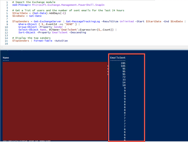 Utilizing PowerShell in Exchange 2019 to Identify the Top Email Senders