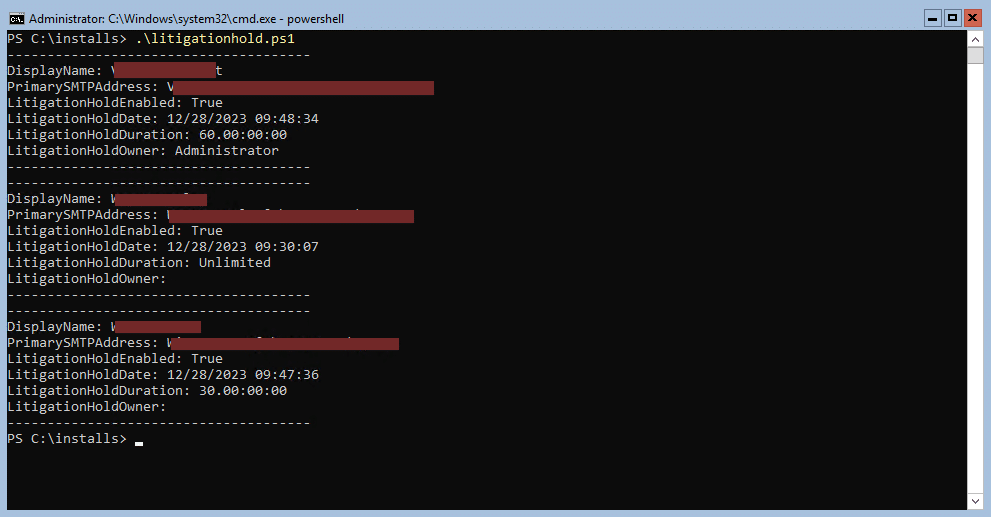 Quickly get a list of all mailboxes with litigationhold enabled in exchange 2019