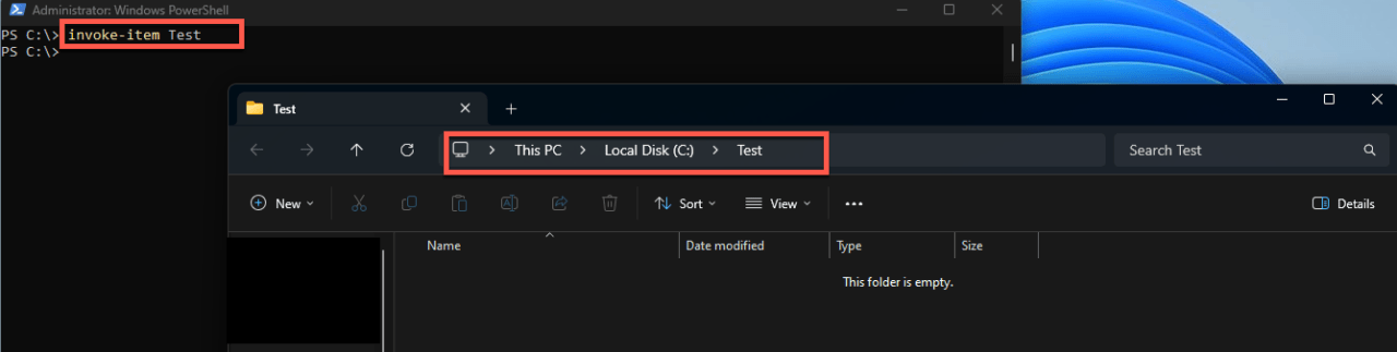 windows 11 run powershell from folder