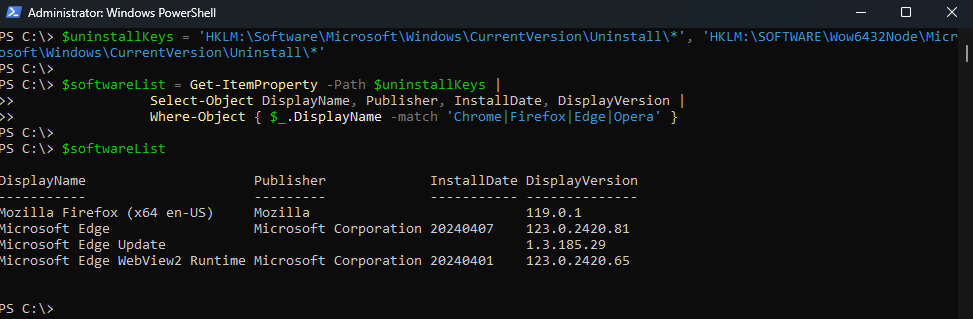 Searching Windows for Installed Browsers Using PowerShell 1 Searching windows for installed browsers using powershell
