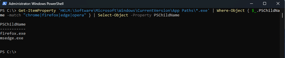 Searching Windows for Installed Browsers Using PowerShell 2 Searching windows for installed browsers using powershell