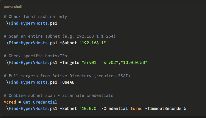 Discovering hyper-v role servers using powershell